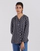 FAIHA PRINTED BLOUSE IN NAVY